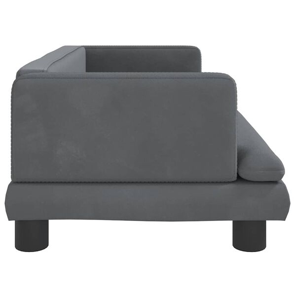 vidaXL Kids Sofa Dark Grey Velvet, Pine Wood, Foam Mini Rounded corners