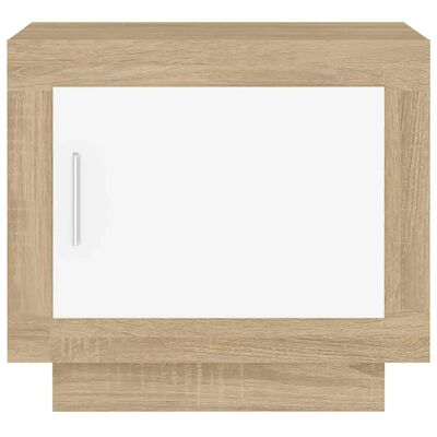 vidaXL Coffee Table White and Sonoma Oak 20.1"x19.7"x17.7" Engineered Wood