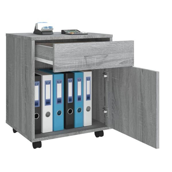 vidaXL Rolling Cabinet Grey sonoma Engineered wood Medium