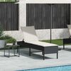 vidaXL Sun Lounger with Cushion Black 55x200x44cm Poly Rattan