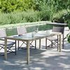 vidaXL Garden Table Grey Poly rattan, powder-coated steel, tempered glass