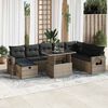 vidaXL Garden Sofa Set Grey PE rattan, powder-coated steel, tempered glass