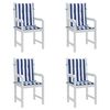 vidaXL Lowback Chair Cushion Set of 4 Blue & White Stripe 100% polyester
