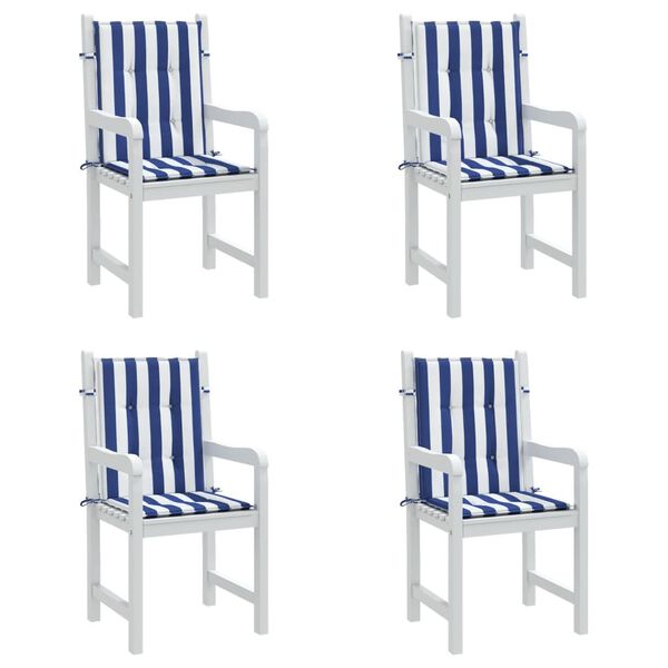 vidaXL Lowback Chair Cushion Set of 4 Blue & White Stripe 100% polyester