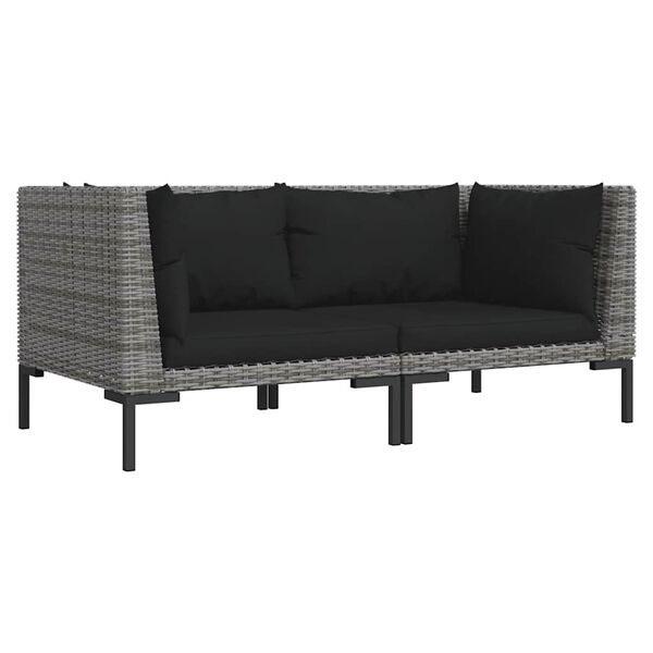 vidaXL Garden Sofa Dark Grey, Black
