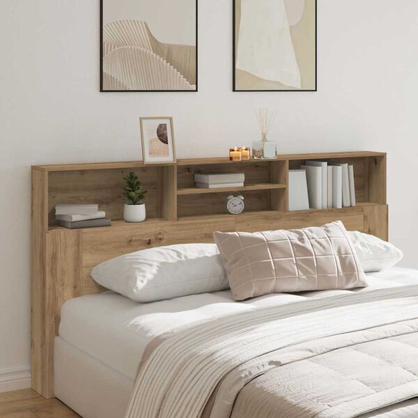 vidaXL Headboard Cabinet Artisian Oak 78.7x7.5x40.7" Engineered Wood