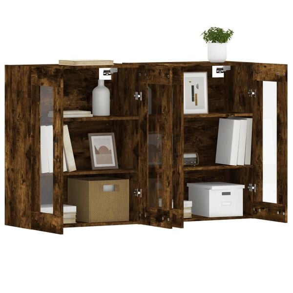 vidaXL Wall Mounted Cabinet Set of 2 Smoked Oak