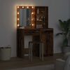 vidaXL Dressing Table Set with LED 2 pcs Old Wood Engineered Wood