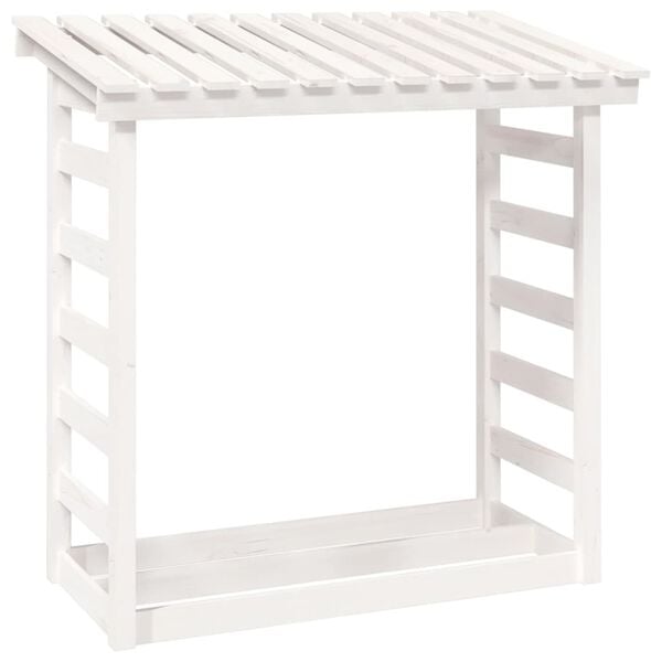 vidaXL Firewood Rack White 42.5"x25.4"x43.3" Solid Wood Pine