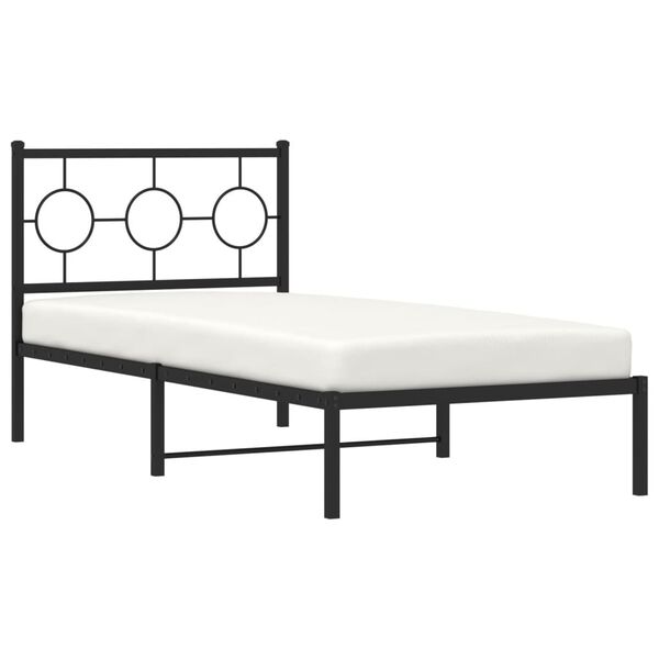 vidaXL Bed Frame Black Powder-Coated Steel Single Bed Frame
