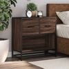 vidaXL Nightstand Brown Oak Engineered Wood, Metal Standard Nightstand