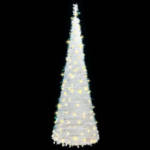 vidaXL Artificial Christmas Tree White PVC and metal Collapsible