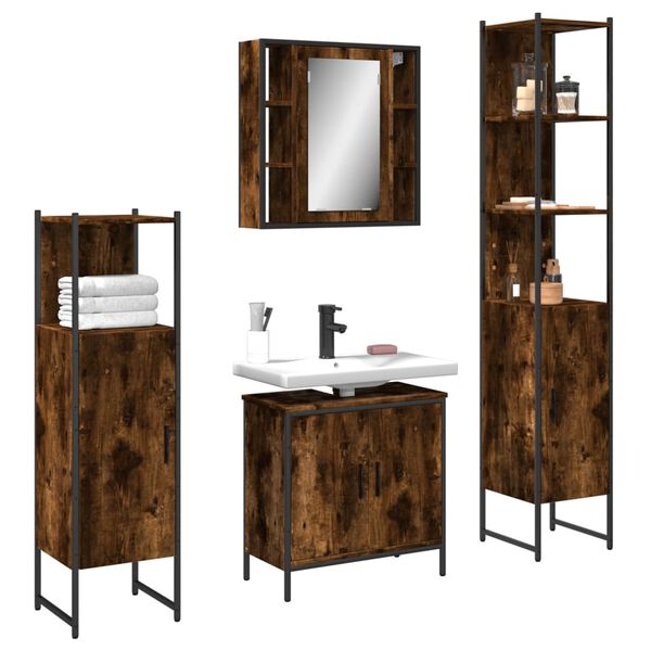 vidaXL Bathroom Cabinet Set Smoked Oak