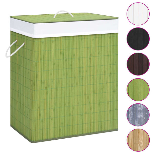 vidaXL Bamboo Laundry Basket with Single Section Green 21.9 gal