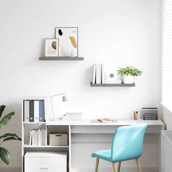 vidaXL Wall Shelf Set of 2 Gray Honeycomb MDF, metal Medium Wall Shelf