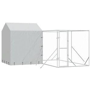 vidaXL Outdoor Dog Kennel Silver Galvanized steel, Polyethylene