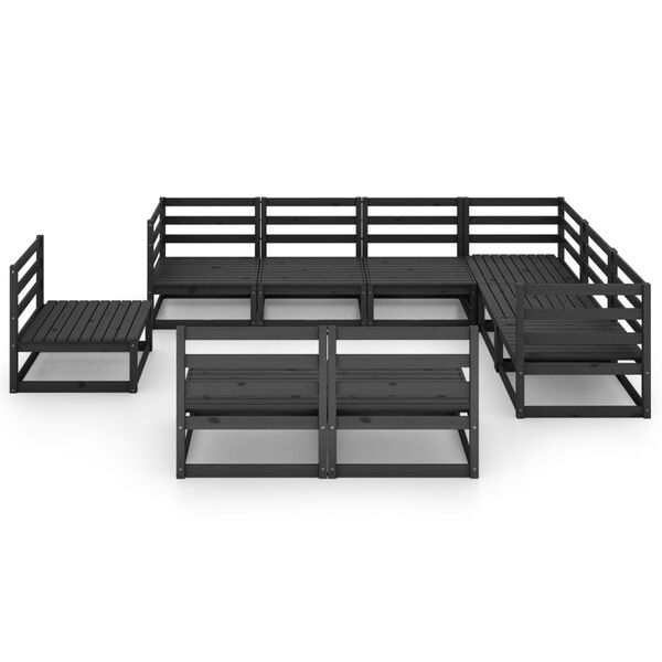 vidaXL Garden Lounge Set Black Solid Pine Large Modular