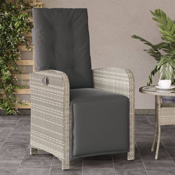 vidaXL Reclining Garden Chair Set of 2 Light grey PE rattan Adjustable