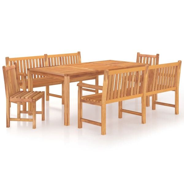 vidaXL Garden Dining Set Natural teak color