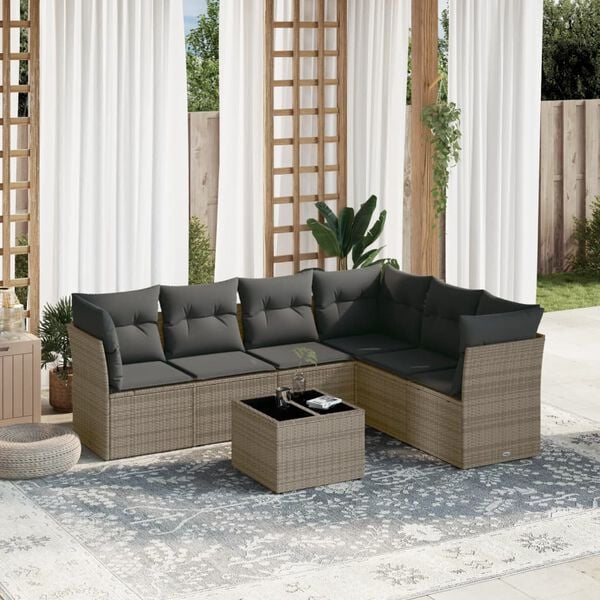 vidaXL Garden Sofa Set Grey PE rattan Large Modular Garden Sofa Set