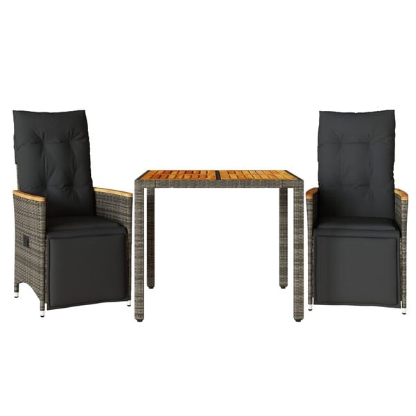 vidaXL Bistro Set Grey PE rattan Compact Bistro Set Square Modern