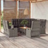 vidaXL Garden Lounge Set Grey PE Rattan 4 Piece Set Adjustable Armrests