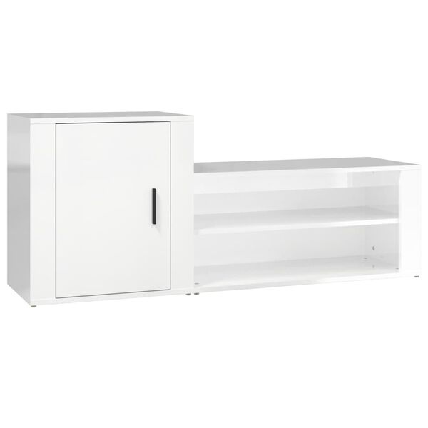 vidaXL Shoe Cabinet High gloss white Engineered wood Medium Shoe Cabinet