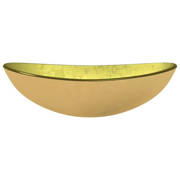vidaXL Basin Tempered Glass 21.5x13.8x6.1" Gold