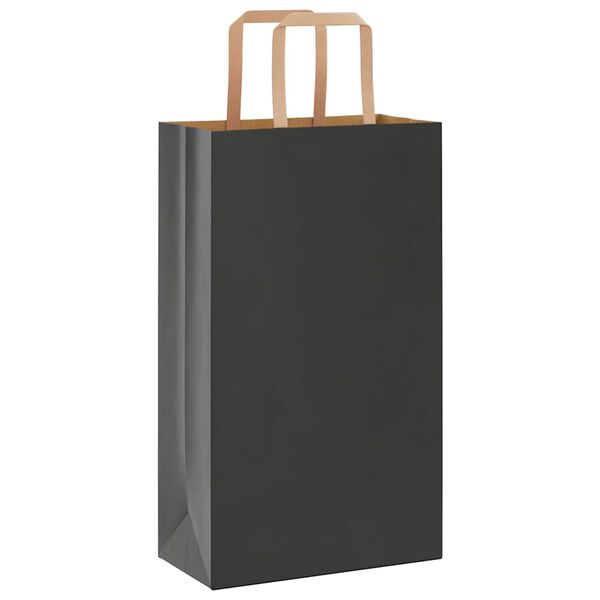 vidaXL Paper Bags 50 pcs with Handles Black 8.3x4.3x14.2"