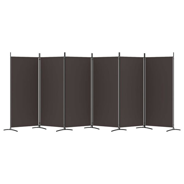 vidaXL 6-Panel Room Divider Brown 204.7"x70.9" Fabric