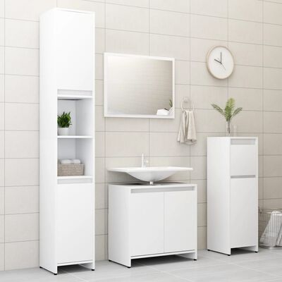 vidaXL Bathroom Cabinet White 23.6"x13"x24" Engineered Wood
