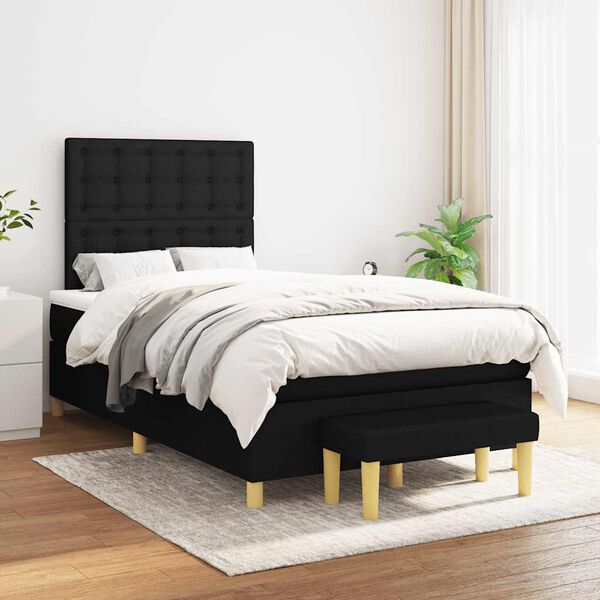 vidaXL Box Spring Bed with Mattress Black, White