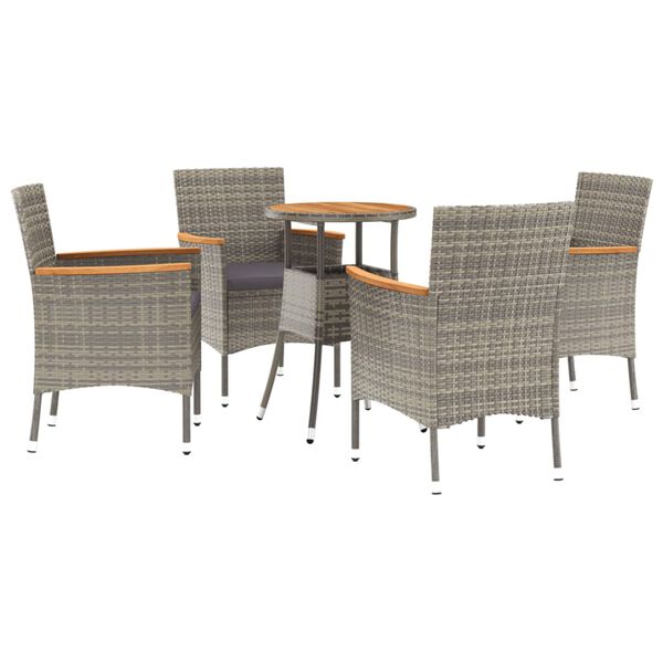 vidaXL Garden Bistro Set Grey Poly rattan Medium Durable