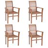 vidaXL Dining Chair Set of 4 Light Blue Solid teak wood Standard