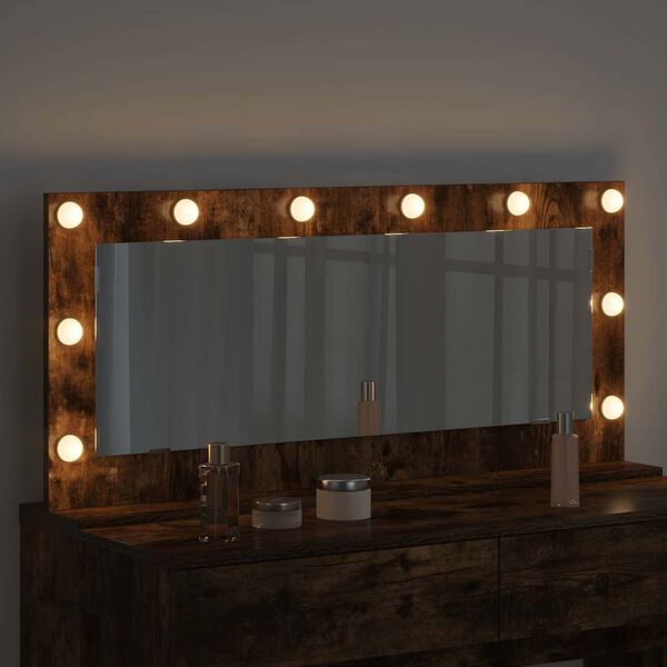 vidaXL Vanity Mirror with Mirror Smoked Oak 39.37 x 17.72 x 7.09 in