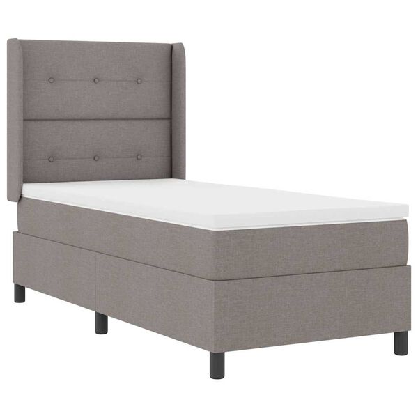 vidaXL Box Spring Bed with Mattress Taupe 35.4" x 78.7" fabric