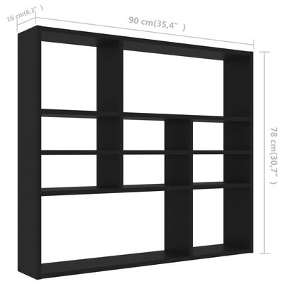 vidaXL Wall Shelf Black 35.4"x6.3"x30.7" Chipboard