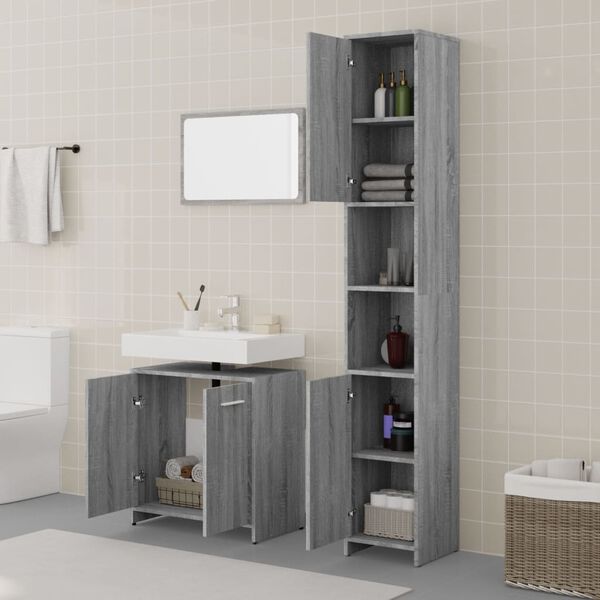 vidaXL Bathroom Furniture Set Grey Sonoma Engineered wood, acrylic Medium