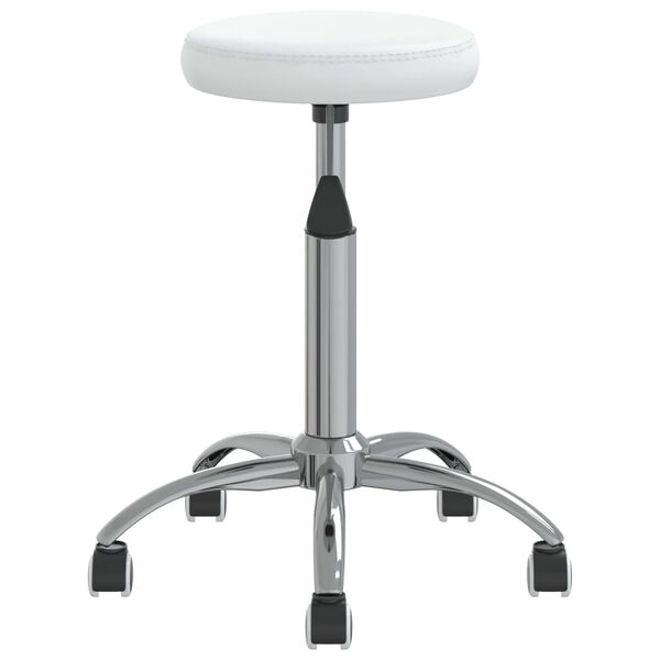 vidaXL Dining Chair White Faux leather, chromed steel Adjustable Height