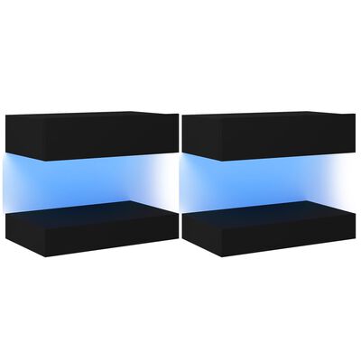 vidaXL TV Stands with LED Lights 2 Pcs Black 23.6"x13.8"