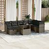 vidaXL Garden Sofa Set Grey PE Rattan, Powder-Coated Steel, Polyester