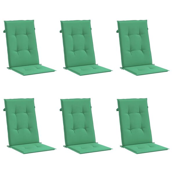 vidaXL Highback Chair Cushion Set of 6 Green 100% polyester