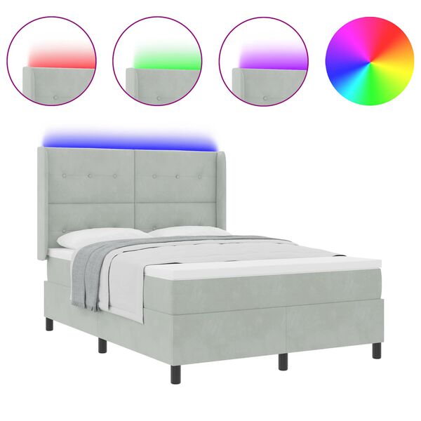 vidaXL Box Spring Bed Light Grey 62.99 x 78.74 in Velvet