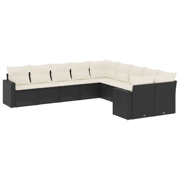 vidaXL Garden Sofa Set Black, Cream White