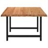 vidaXL Dining Table Light Brown, Black Solid Oak Wood, Powder-Coated Steel