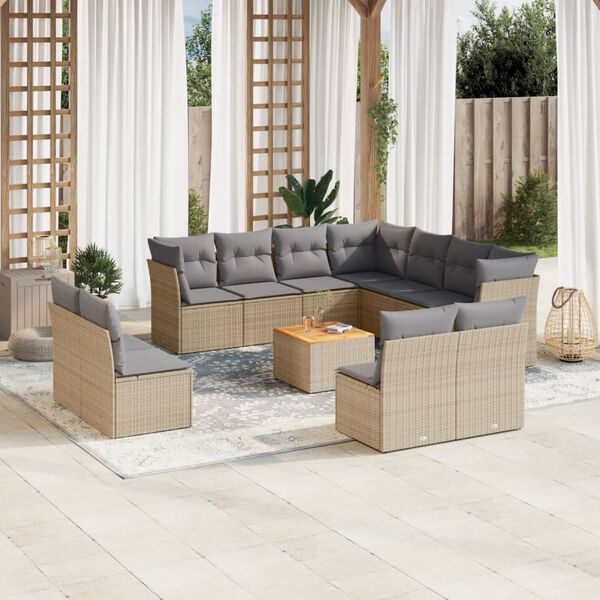vidaXL Garden Sofa Set Beige and Light Grey