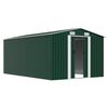vidaXL Garden Shed Green Galvanized Steel Large Sliding Doors