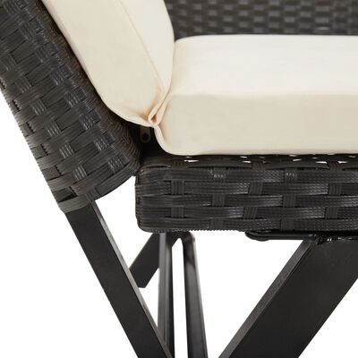 Close-up of cushion and frame junction on outdoor wicker furniture