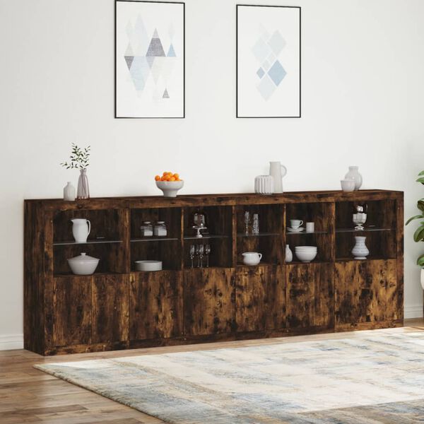 vidaXL Sideboard Smoked Oak Engineered Wood, Glass Large Sideboard