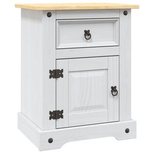 vidaXL Bedside Cabinet White body and brown top Solid pine wood